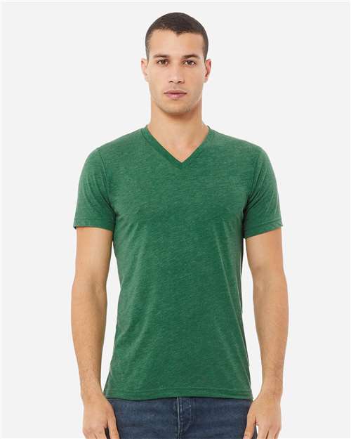BELLA + CANVAS - Camiseta unisex con cuello en V y estampado jaspeado CVC - 3005CVC