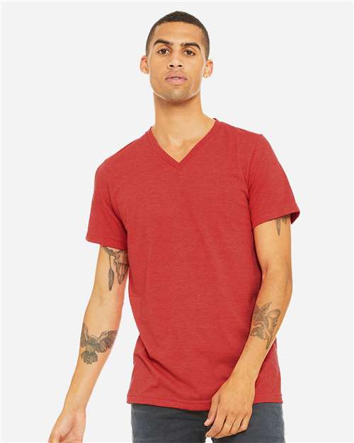 BELLA + CANVAS - Camiseta unisex con cuello en V y estampado jaspeado CVC - 3005CVC
