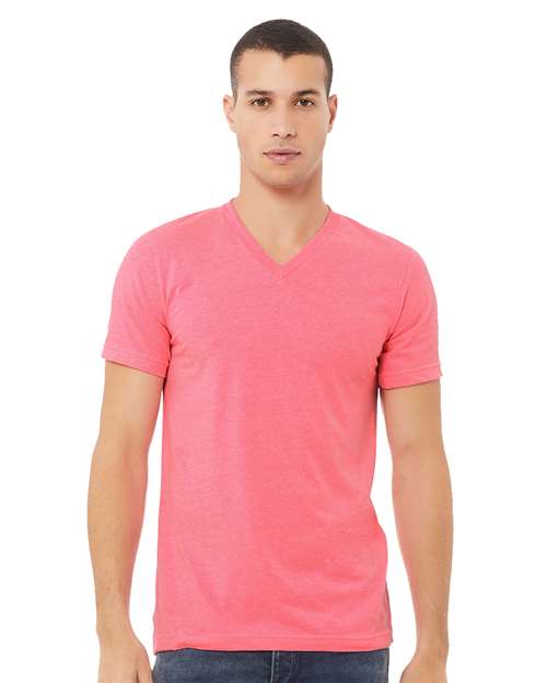 BELLA + CANVAS - Camiseta unisex con cuello en V y estampado jaspeado CVC - 3005CVC