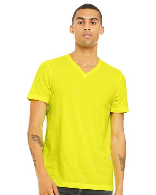 BELLA + CANVAS - Camiseta unisex con cuello en V y estampado jaspeado CVC - 3005CVC