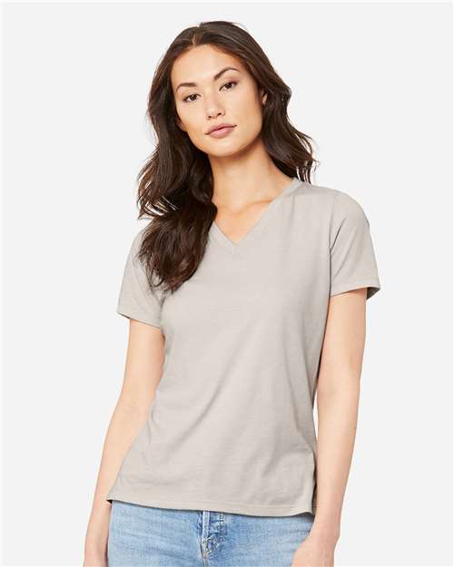 BELLA + CANVAS - Camiseta holgada de cuello en V con estampado jaspeado CVC para mujer - 6405CVC