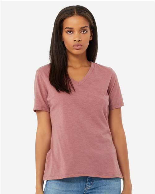 BELLA + CANVAS - Camiseta holgada de cuello en V con estampado jaspeado CVC para mujer - 6405CVC