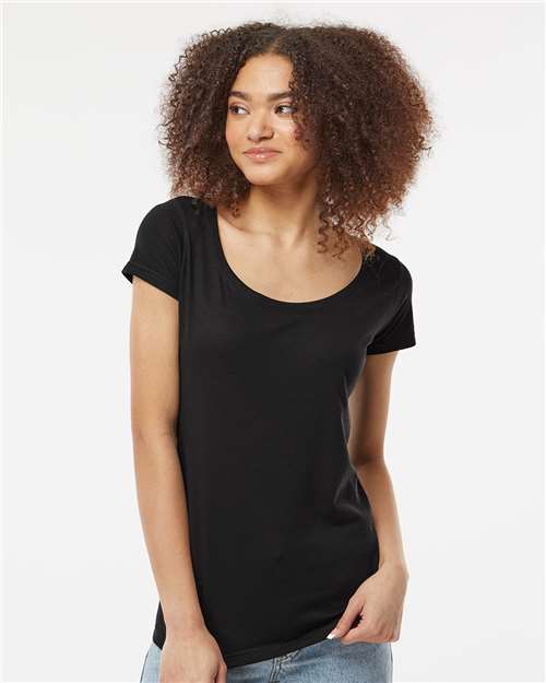 Tultex - Camiseta de cuello redondo con alto contenido de poliéster para mujer - 243