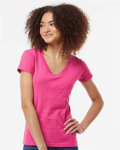 Tultex - Women's Fine Jersey V-Neck T-Shirt - 214
