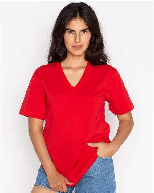 Los Angeles Apparel - Camiseta unisex de jersey fino con cuello en V, fabricada en EE. UU. - 24056
