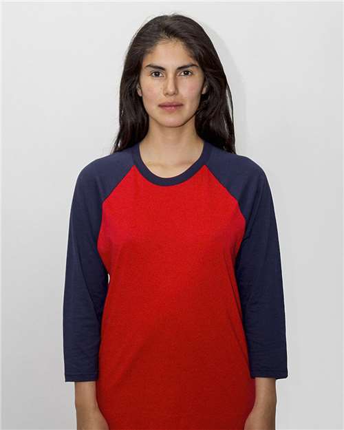 Los Angeles Apparel - Unisex USA-Made Three-Quarter Sleeve Raglan Baseball T-Shirt - FF53