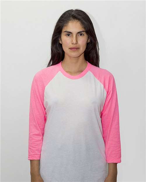 Los Angeles Apparel - Camiseta de béisbol unisex con mangas raglán de tres cuartos, fabricada en EE. UU. - FF53