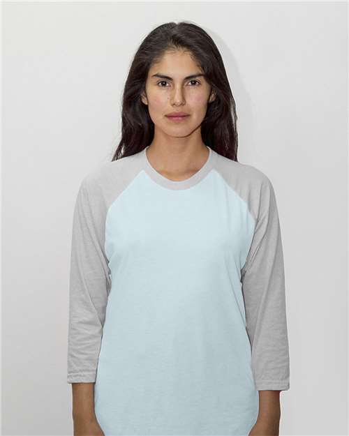 Los Angeles Apparel - Unisex USA-Made Three-Quarter Sleeve Raglan Baseball T-Shirt - FF53