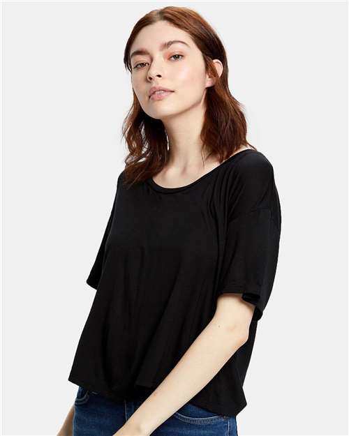 US Blanks - Camiseta de cuello abierto y corte cuadrado para mujer - US309