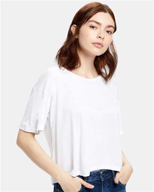 US Blanks - Camiseta de cuello abierto y corte cuadrado para mujer - US309
