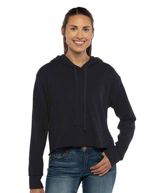 Next Level - Women's Laguna Sueded Raw Edge Crop Hoodie Sweatshirt - 9384