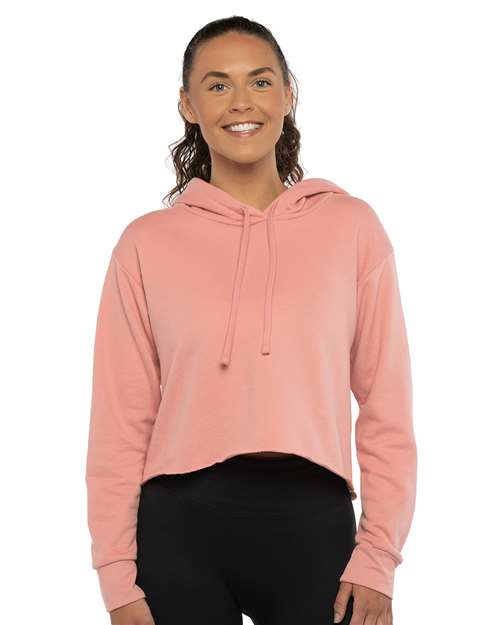 Next Level - Women's Laguna Sueded Raw Edge Crop Hoodie Sweatshirt - 9384