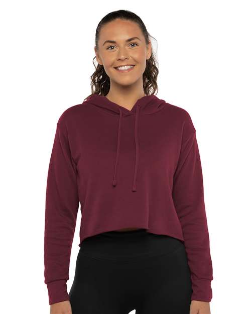 Next Level - Women's Laguna Sueded Raw Edge Crop Hoodie Sweatshirt - 9384