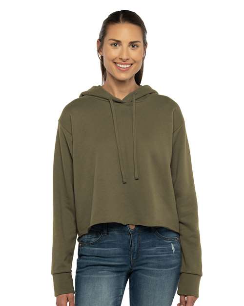 Next Level - Women's Laguna Sueded Raw Edge Crop Hoodie Sweatshirt - 9384