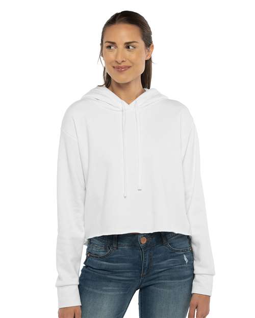 Next Level - Women's Laguna Sueded Raw Edge Crop Hoodie Sweatshirt - 9384