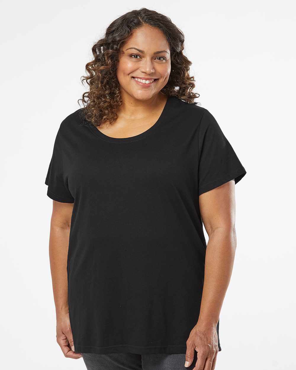 LAT - Women's Curvy Collection Fine Jersey Tee - 3816