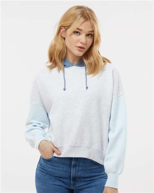 MV Sport - Women's Sueded Fleece Colorblocked Crop Hooded Sweatshirt - W23716