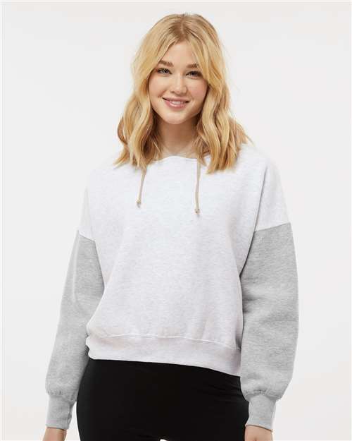 MV Sport - Women's Sueded Fleece Colorblocked Crop Hooded Sweatshirt - W23716