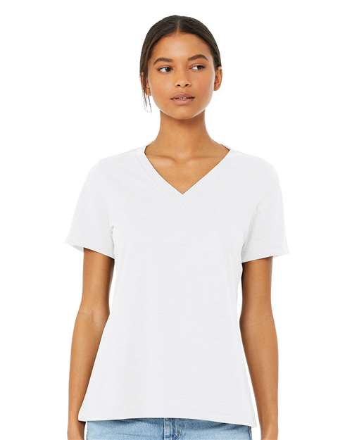 BELLA + CANVAS - Camiseta holgada de cuello en V con estampado jaspeado CVC para mujer - 6405CVC
