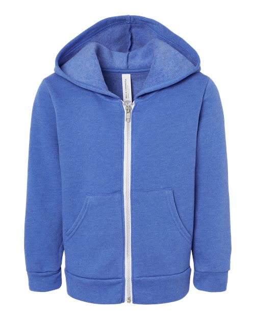 BELLA + CANVAS - Sudadera con capucha y cremallera completa de forro polar esponjoso para niños pequeños - 3739T