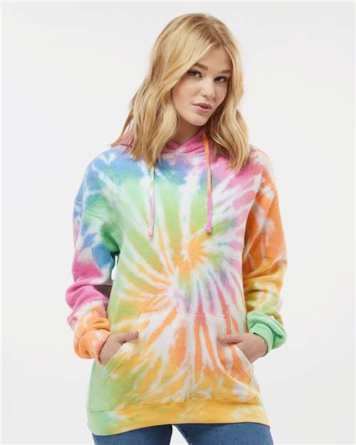 Colortone - Sudadera unisex con capucha de polar teñida con efecto tie-dye y diseño de nube al revés - 8600