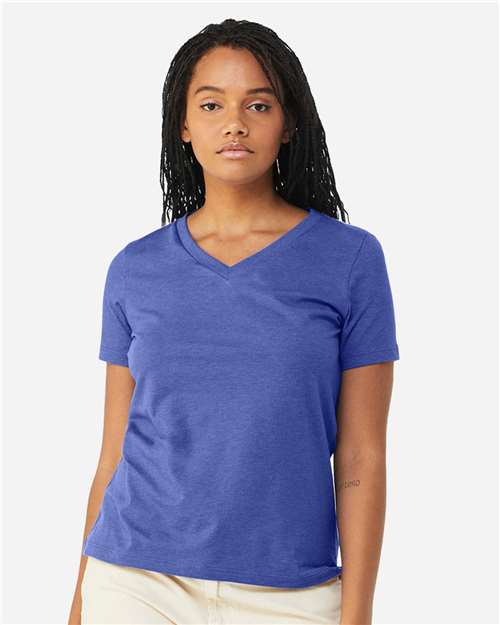 BELLA + CANVAS - Camiseta holgada de cuello en V con estampado jaspeado CVC para mujer - 6405CVC