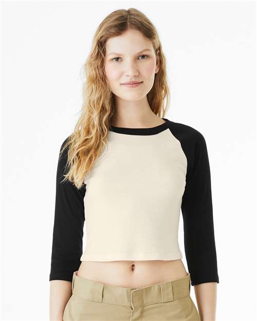 BELLA + CANVAS - Women's Micro Rib Three-Quarter Raglan Sleeve Baby Tee - 1200