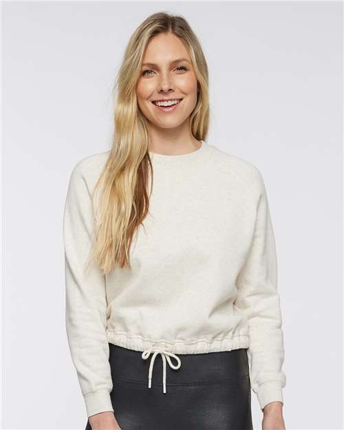 LAT - Sudadera de polar con cuello redondo, holgada y tres mangas para mujer - 3528