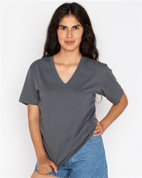 Los Angeles Apparel - Camiseta unisex de jersey fino con cuello en V, fabricada en EE. UU. - 24056