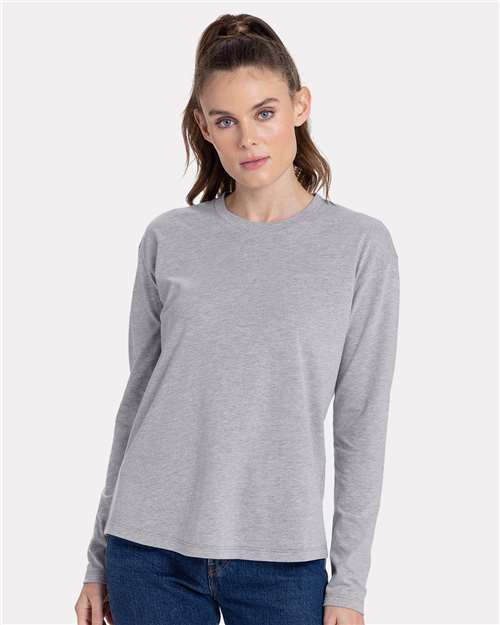 Next Level - Camiseta de manga larga holgada de algodón para mujer - 3911