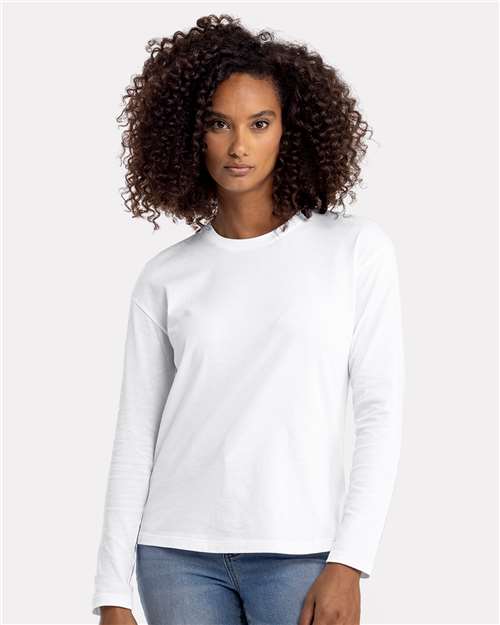 Next Level - Camiseta de manga larga holgada de algodón para mujer - 3911