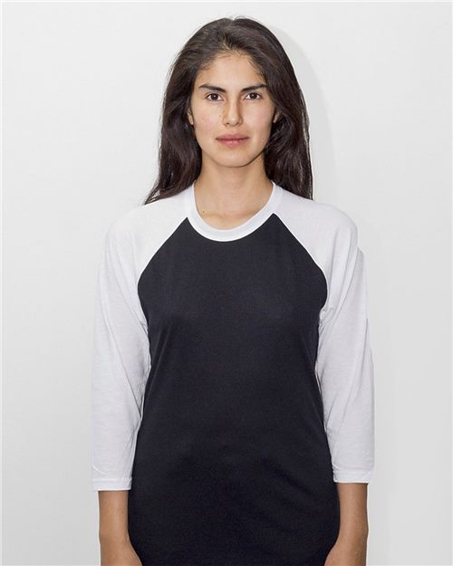 Los Angeles Apparel - Camiseta de béisbol unisex con mangas raglán de tres cuartos, fabricada en EE. UU. - FF53
