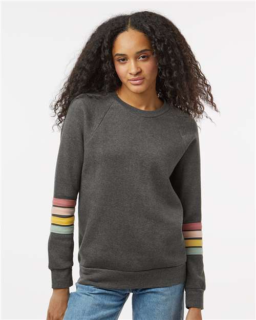 MV Sport - Women's Striped Sleeves Crewneck Sweatshirt - W23152