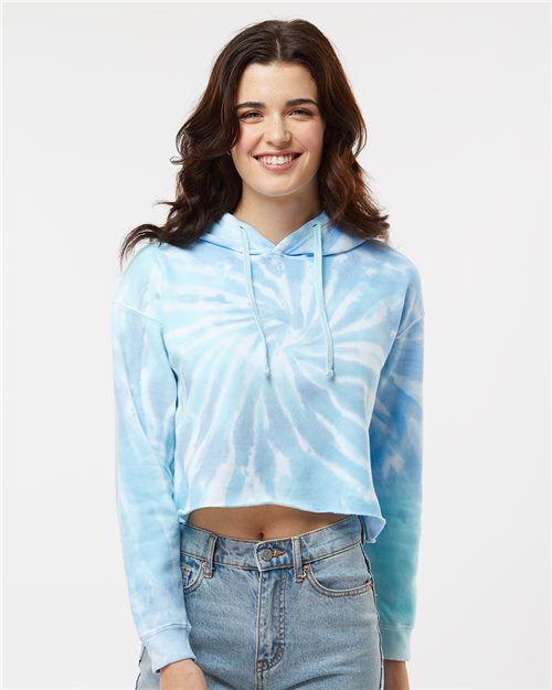 Colortone - Sudadera corta con capucha y teñido anudado para mujer - 8333