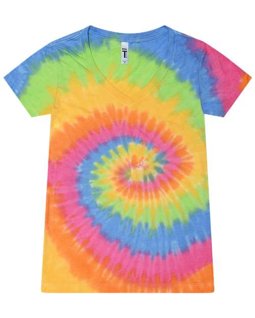 Colortone - Women's Tie-Dyed V-Neck T-Shirt - 1075