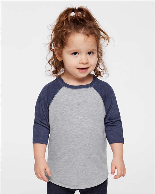 Rabbit Skins - Toddler Baseball Fine Jersey Three-Quarter Sleeve Tee - 3330