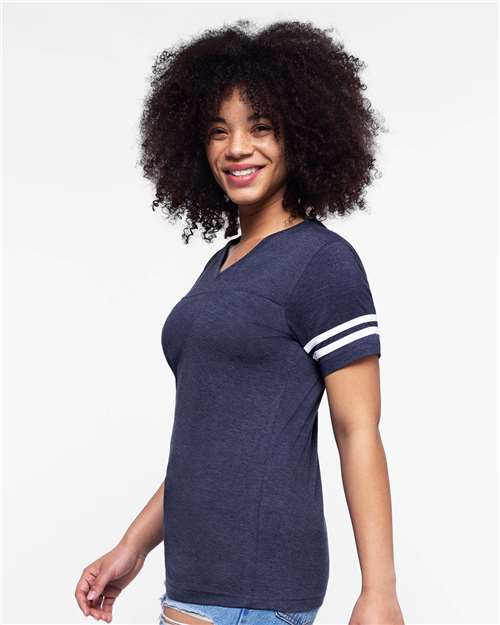 LAT - Women's Football V-Neck Fine Jersey Tee - 3537