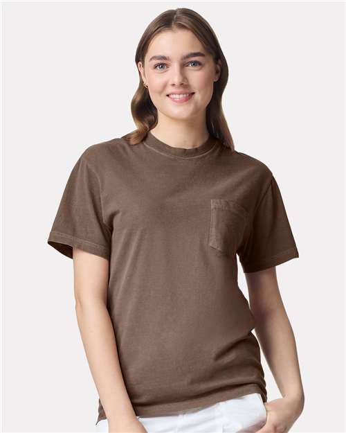 Comfort Colors - Camiseta unisex de tejido pesado con bolsillo y teñido en prenda - 6030
