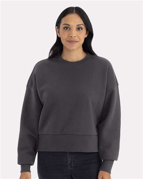 Next Level - Sudadera de cuello redondo de tejido grueso para mujer - 9087