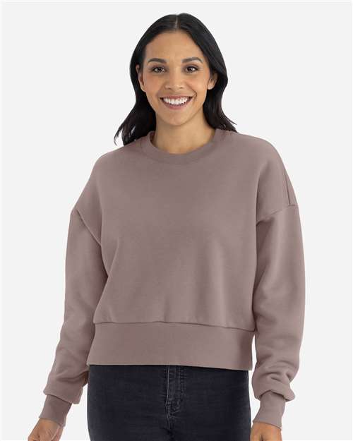 Next Level - Sudadera de cuello redondo de tejido grueso para mujer - 9087