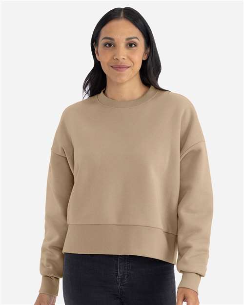 Next Level - Sudadera de cuello redondo de tejido grueso para mujer - 9087