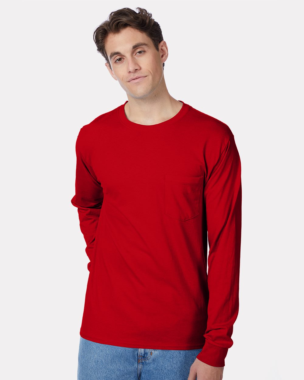 Hanes - Unisex Authentic Long Sleeve Pocket T-Shirt - 5596