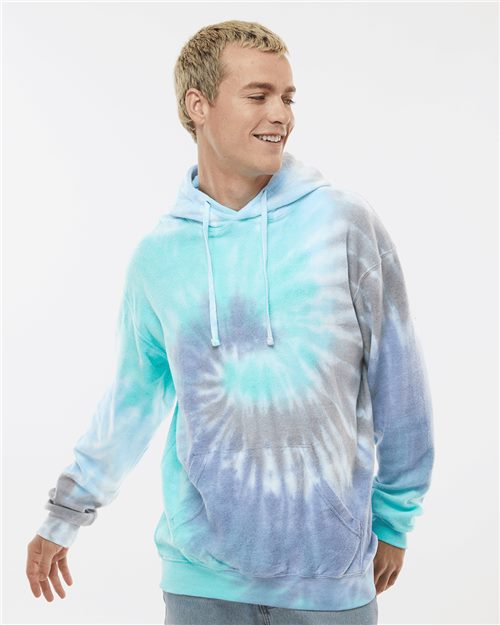 Colortone - Sudadera unisex con capucha de polar teñida con efecto tie-dye y diseño de nube al revés - 8600