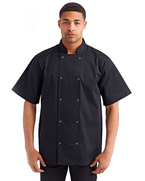 Colección Artisan de Reprime - Chaqueta de chef unisex de manga corta con tachuelas delanteras - RP664