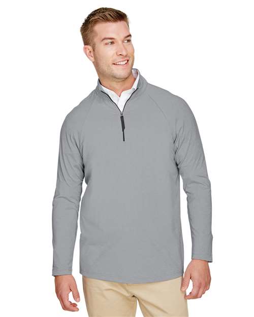 Devon & Jones - Men's CrownLux Performance® Clubhouse Micro-Stripe Quarter-Zip Pullover - DG480