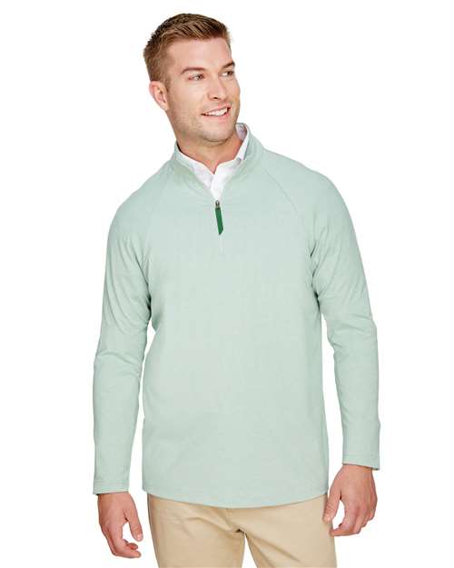 Devon & Jones - Men's CrownLux Performance® Clubhouse Micro-Stripe Quarter-Zip Pullover - DG480
