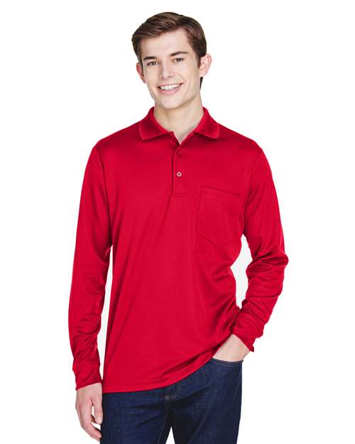 CORE365 - Polo de piqué de manga larga Pinnacle Performance para hombre con bolsillo - 88192P