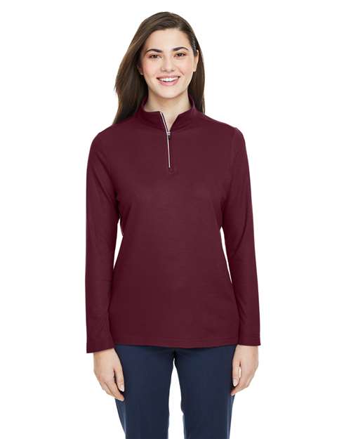 CORE365 - Jersey de piqué con cremallera de un cuarto Fusion ChromaSoft™ para mujer - CE405W