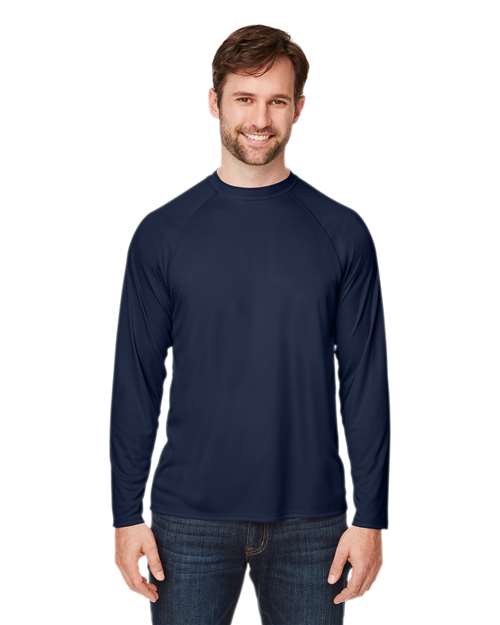 CORE365 - Camiseta unisex de manga larga raglán Ultra UVP™ Marina - CE110