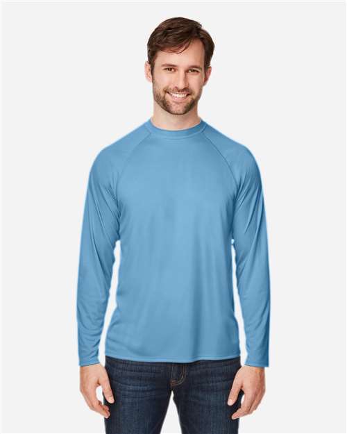 CORE365 - Camiseta unisex de manga larga raglán Ultra UVP™ Marina - CE110